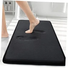  Memory Foam Bath Mat 30x20, Extra Soft and Absorbent Bathroom 30" x 20" Black