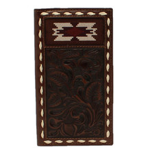 Nocona Men's Southwestern Buck Lacing Brown Rodeo Wallet N500038002