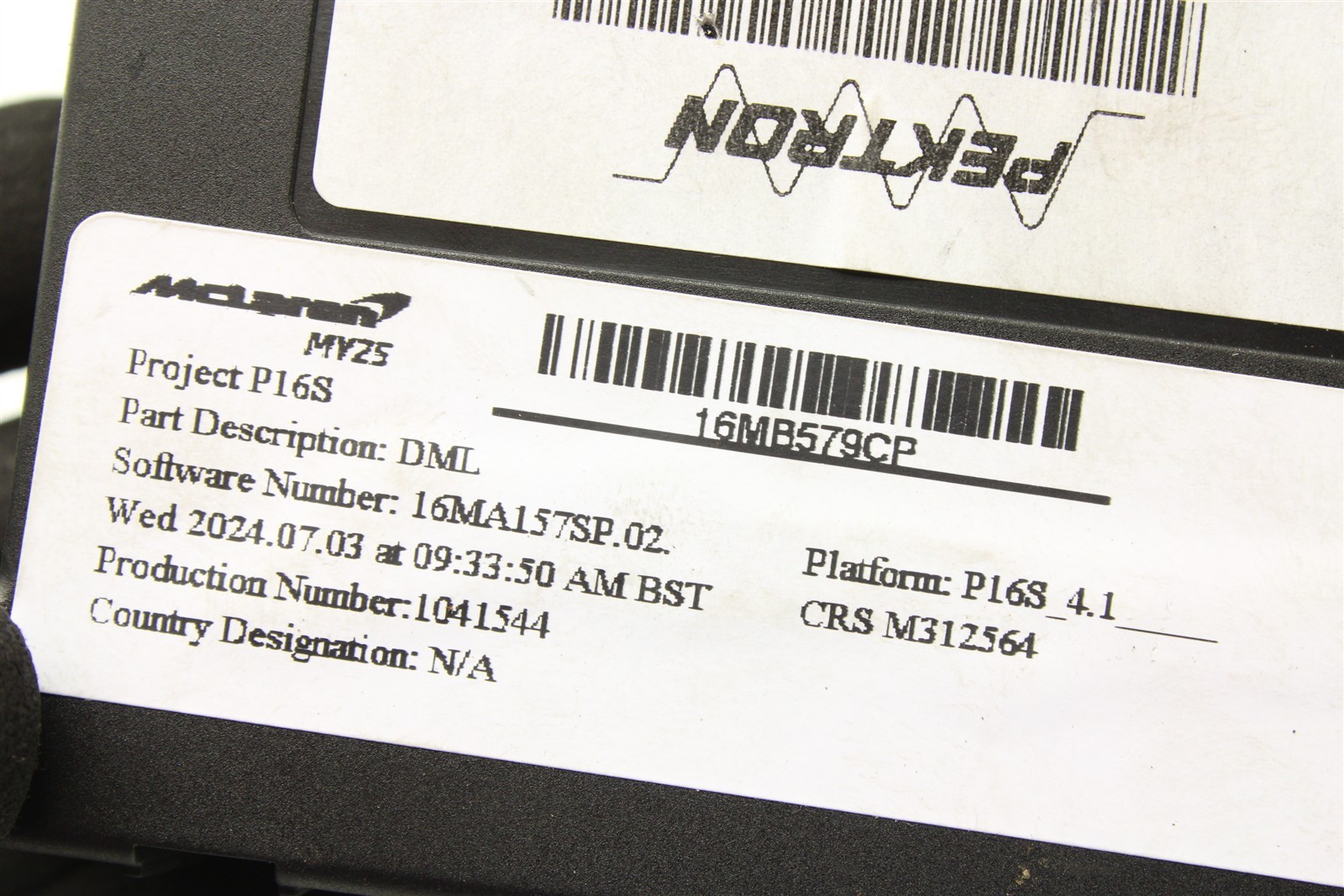 McLaren Artura 2025 Left Door control module P/N 16MA243CP