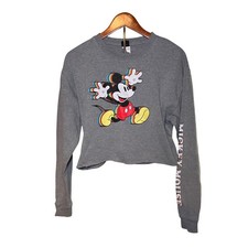 Disney Woman s Size S Mickey Mouse Rainbow Graphic Crop Sweatshirt Long Sleeve