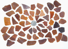 Genuine surf tumbled beach sea glass 60 pieces amber brown lot from Hawaii