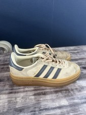 adidas Gazelle bold Suede Trainers Beige/Blue Gum Rubber Sole UK 7