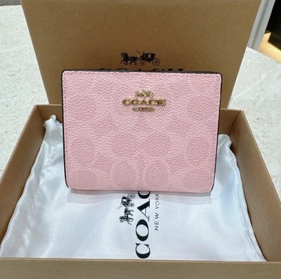 Coach Signature Canvas Snap Wallet Powder Pink