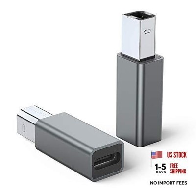 USB C Female to Printer Male Adapter (2-Pack), USB Type C to USB B Convert