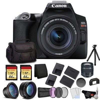 Canon EOS Rebel SL3 DSLR Camera with 18-55mm Lens (Black) Bundle with 2x64GB