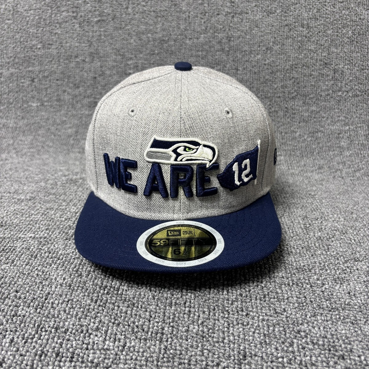 New Era 59FIFTY Seattle Seahawks We Are 12 Kids Fitted Hat 6 1/2 Gray Navy