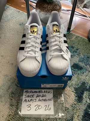 Size 12 - adidas Superstar Footwear White Black for sale online | eBay