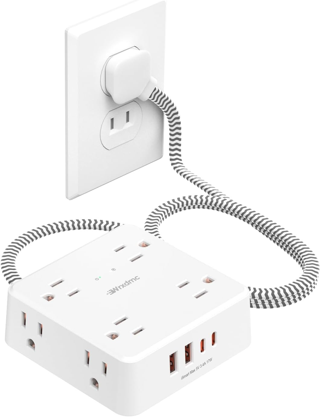 2 Prong Power Strip,  2 Prong to 3 Prong Outlet Adapter, 1400J Two Prong Surge P