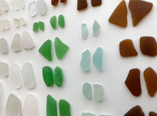 70 pc Beach Sea Glass 35 Pair Seaglass Aqua Green Surf Tumbled Frosted Craft B2