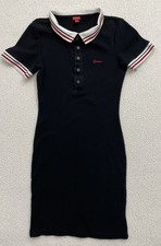 Guess Ribbed Polo Dress  Black Womens Large B39 Stretch