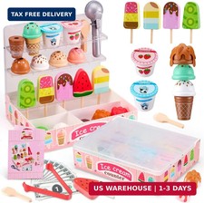 Ehome 2-in-1 Foldable Ice Cream Toy for Kids Pretend Play Food Set with Storage
