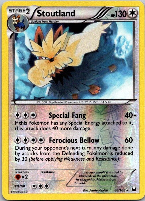 Stoutland 88/108 Rare Dark Explorers Pokemon Reverse Holo Near Mint