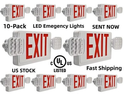 Emergency LED Exit Sign with Two Rotatable Lamp Battery Backup UL List (10-Pack)