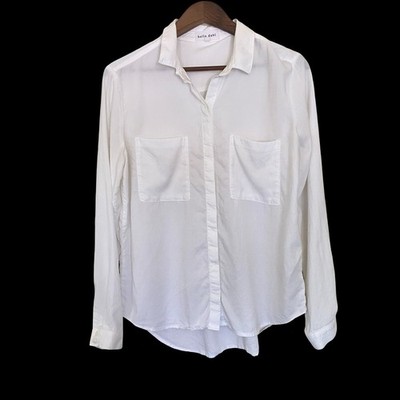 Bella Dahl White Lyocell Button Up Shirt Womens M High Low Hem