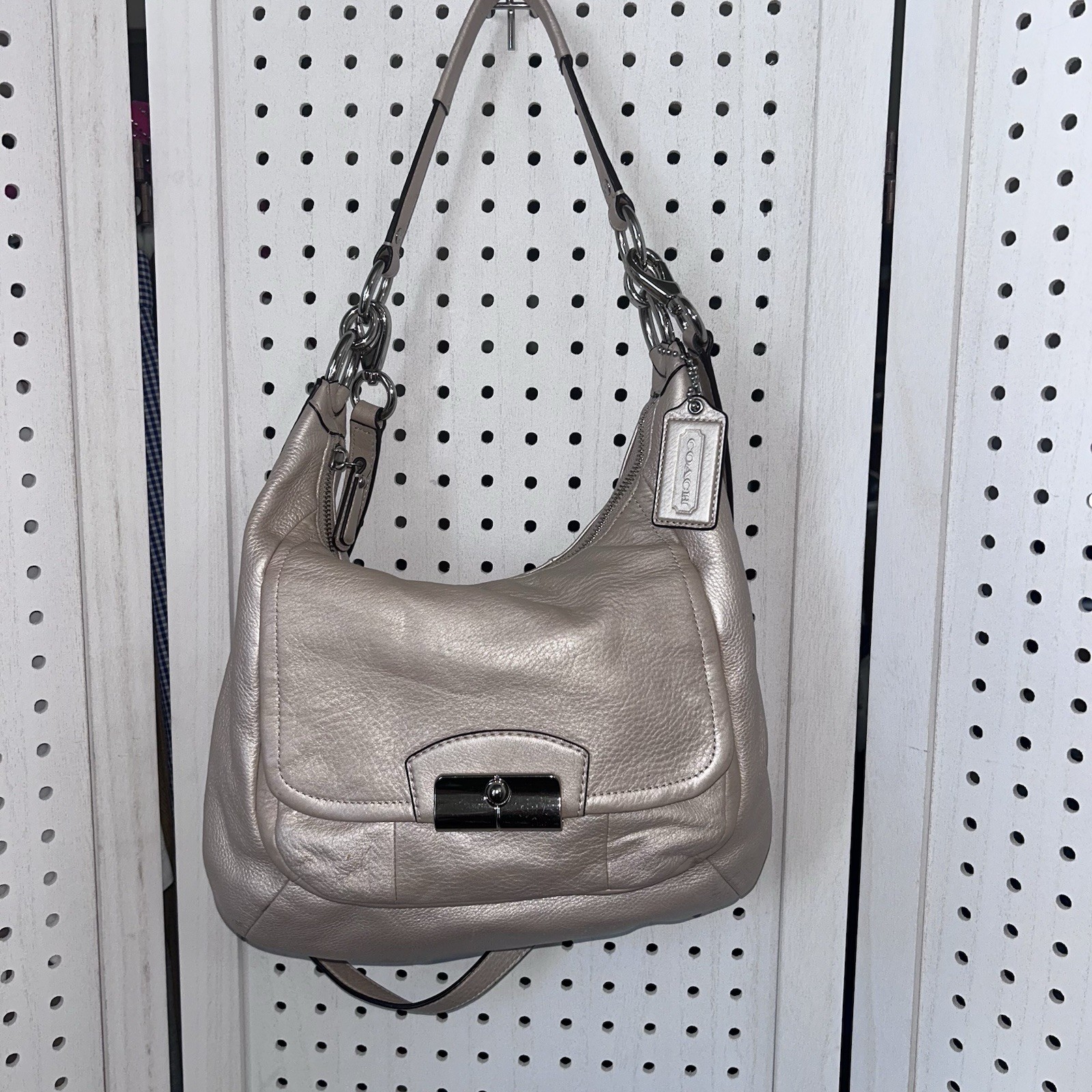 COACH Kristin Leather Hobo Bag Champagne Color