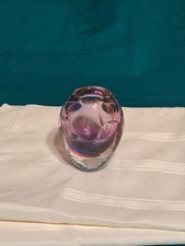Mandruzzato Murano Glass Vase Sommerso Faceted Pink Purple Block Italy Vintage