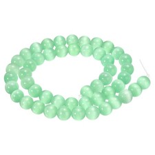 48pcs Light Green Cat's Eye Stone Beads 8mm Round Crystal Loose Bead