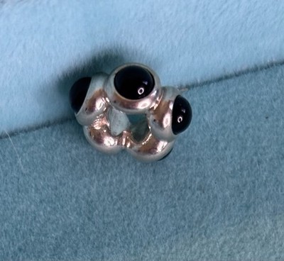 Pandora Silver Goodnight Kiss Onyx Cabochon Spacer Charm 790538O Authentic Reti