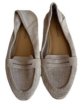 Lucky Brand Women s Penny Loafers Slip On Shoes Tan Perforated Suede, Size 8m