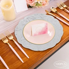 100 Pieces Antique Charger Plates, Plastic Charger Plates, Decorative Plate