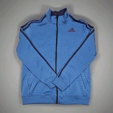 Kids Adidas Track Suit jacket Size 14-16 large Blue w/ dark blue stripes EUC