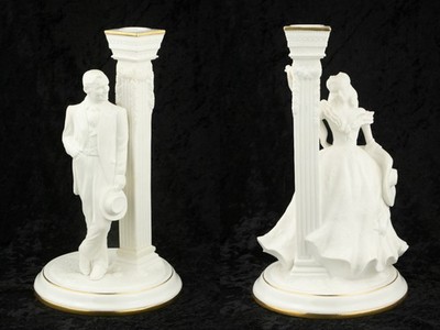 Franklin Mint Kerzenständer 'Rhett' und 'Scarlett' 1989 ''Vom Winde verweht''