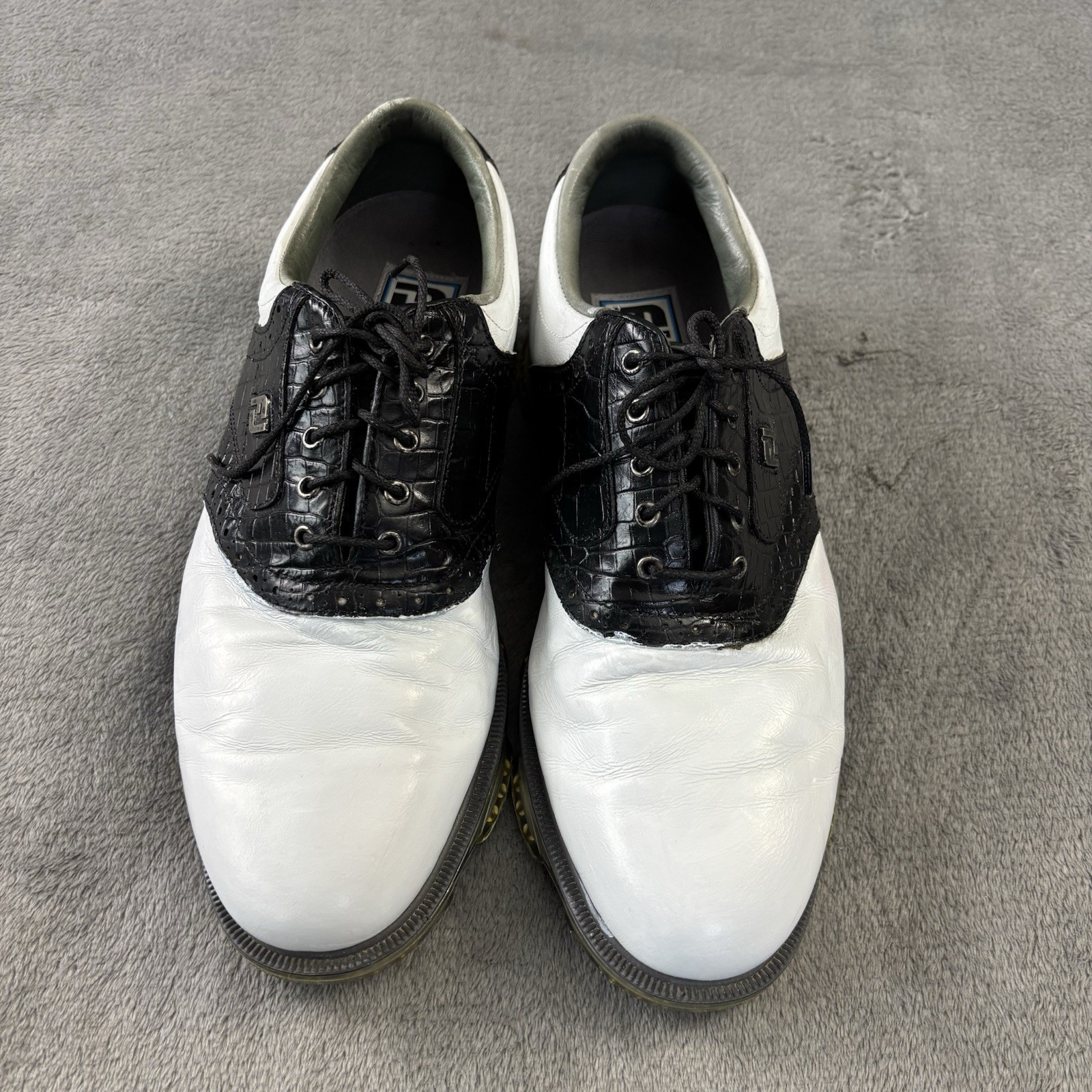 White Black Opti Flex Mens Size 10 Leather Croc