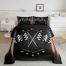 Race Car Comforter Set Twin Size Honeycomb Comforter for Boys Girls Teens Buf...