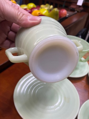 Hazel Atlas Coffee/Teacup and Saucer Two Handles set of 4 - Picture 5 of 7
