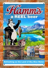 Hamm's Beer Fishing  Funny Metal Sign Poster– Wall Decor hamms beer  Read Des