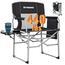 Heavy Duty Director Chair with Side Table, 440lbs Oversized Folding Camping Chai