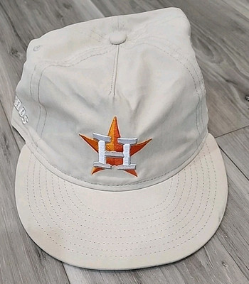 Houston Astros Hat Cap Strap Back Tan Brushed Nylon Retro Crown New Era 9Fifty