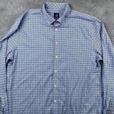 Johnnie O Shirt Mens XL Blue Check Plaid Long Sleeve Button Down Prep-formance