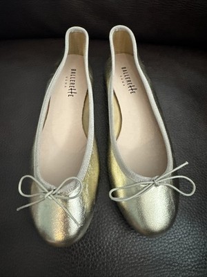 Ballerette Roma Ballerina Flats Women 37 Gold Round Toe Shoes