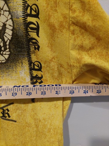 Camisa De Colección Y2K Xzavier Ilimitada Amarilla AOP 2XL Estilo Aflicción con Calaveras - Imagen 9 de 10