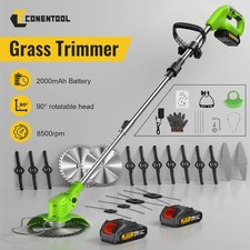 CONENTOOL 2 Battery Cordless Grass Trimmer Strimmer Garden Edger Cutter Foldable
