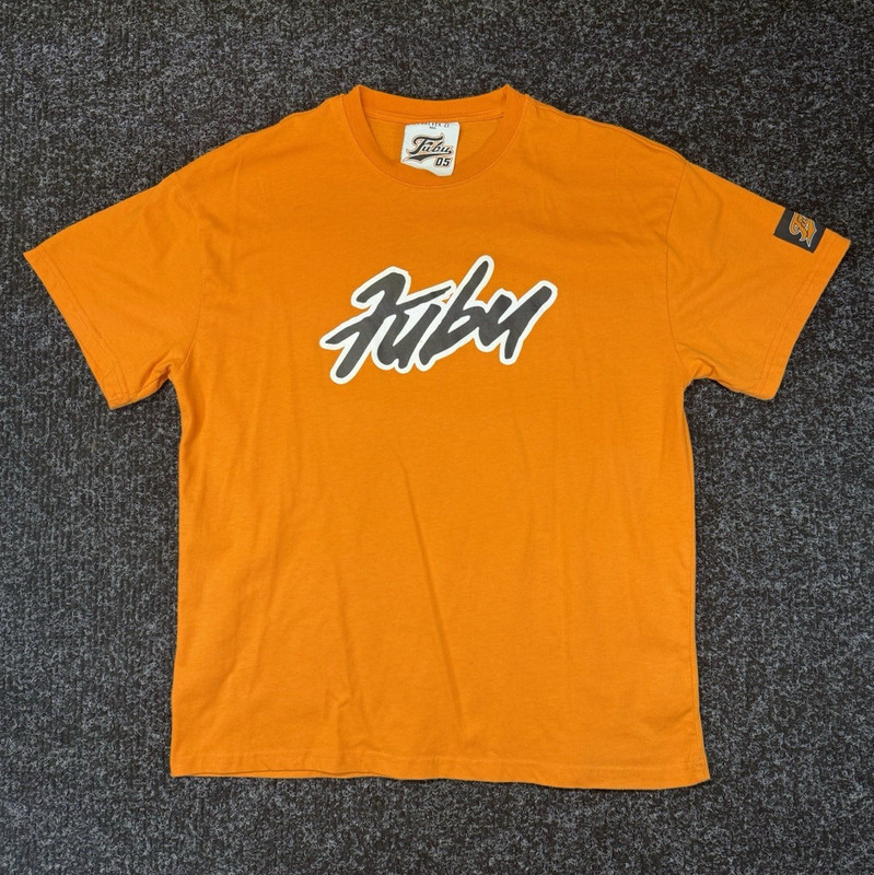 Forever 21 Orange Logo Graphic Print Short Sleeve Crew Neck T-Shirt Men's XL