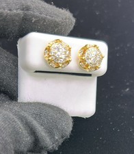 10K Real Gold Sunflower Diamond Earrings – 0.98CT