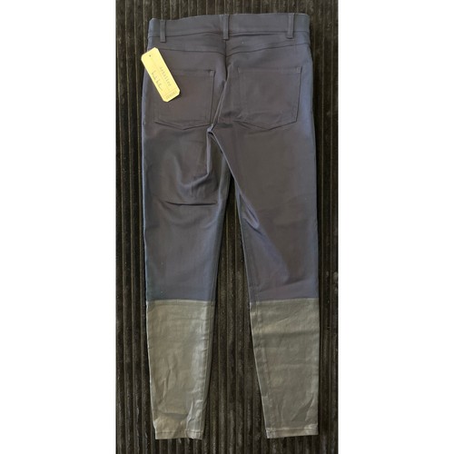 Pantalón ARTELIER NICOLE MILLER Talla 2 Azul Marino Elástico Encerado Mezcla de Algodón Pierna Ajustada - Imagen 2 de 4