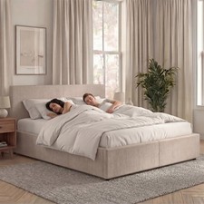 Veronica Double King Ottoman Linen Bed Storage Lift Up Modern Fabric Frame