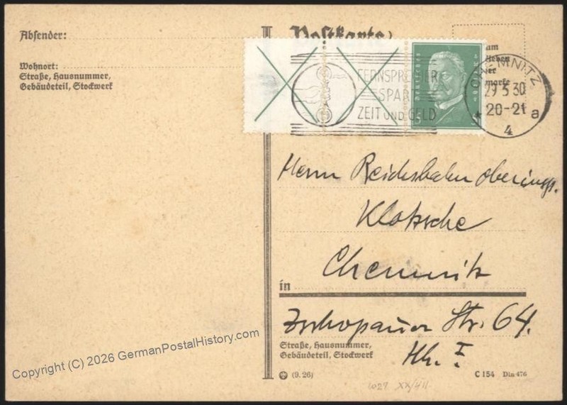 Germany 1928 Hindenburg Se-Tenant Strip W27.2 On Cover Chemnitz 116368