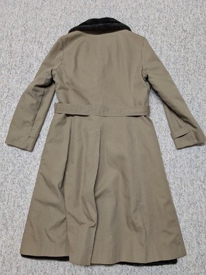 1970s-80s vintage OVERCOAT raincoat BELTED insulated M khaki FAUX