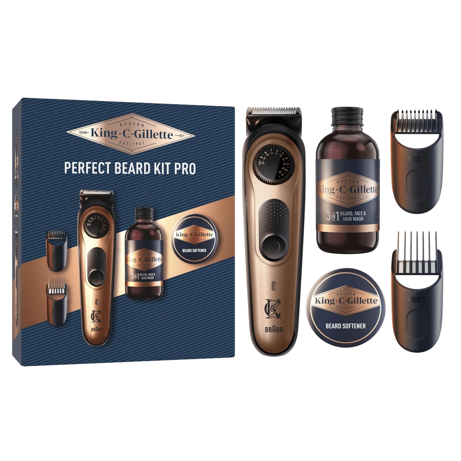 Beard Trimmer PRO Set Regalo per Uomo Regolabarba e Detergente in Formato Mini