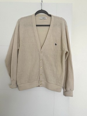 Vintage Christian Dior Monsieur Cardigan Logo Sweater Mens Size XL  Cream Ivory