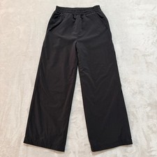 Athleta Girl Wide Leg Pants Girls S 7 Black Athletic Lined Stretch Active Relax