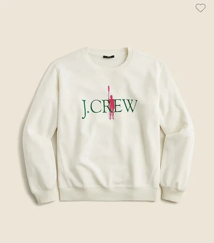 J. Crew Women's French Terry Oarsman Pink Green Relaxed Sweatshirt Medium