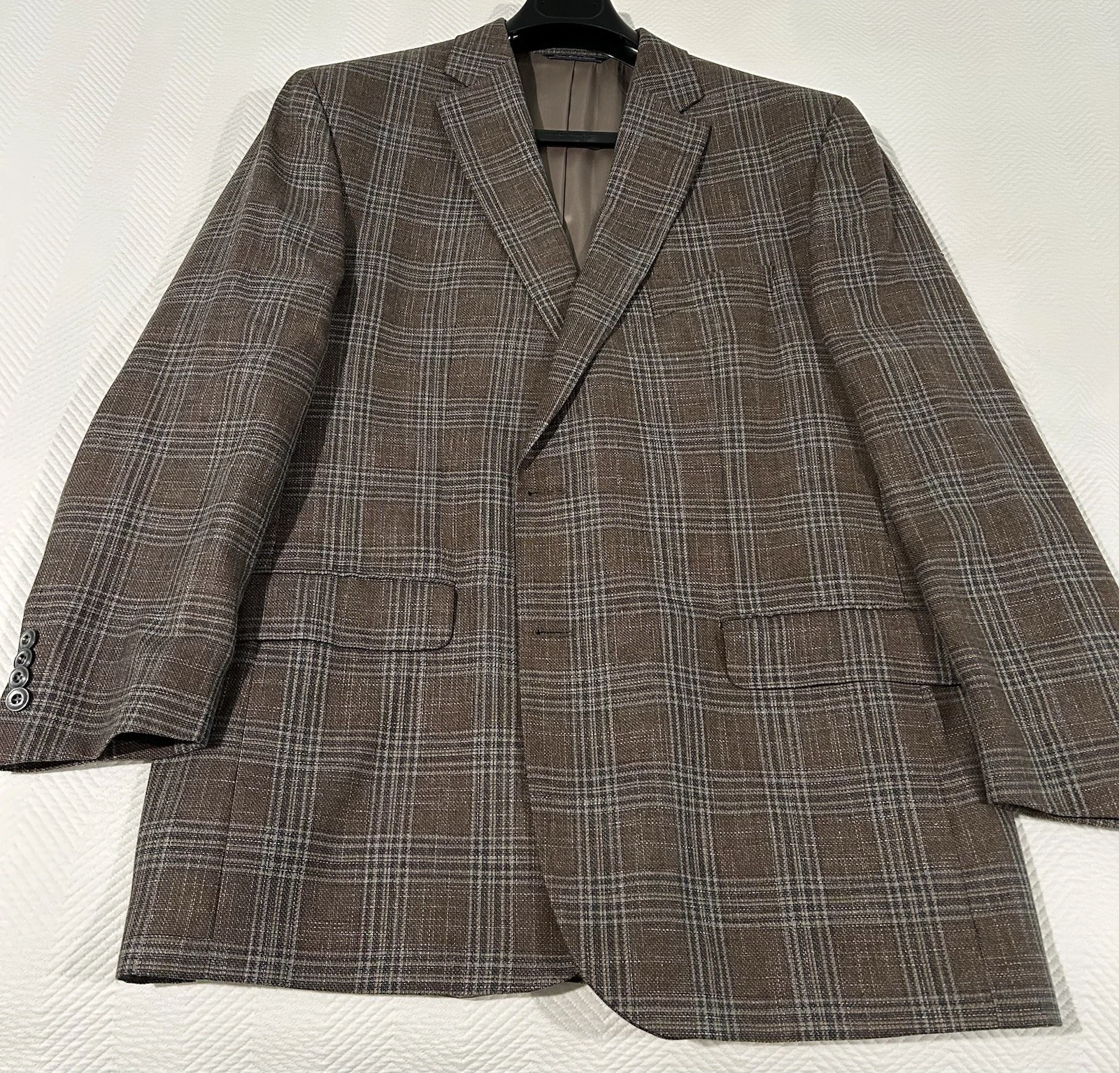 Jack Victor Sports Coat 46R Brown Plaid