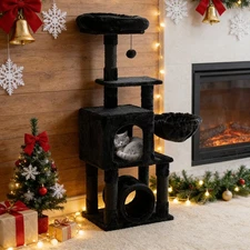 Gothic Cat Tree with Scratching Post,Basket,Corner Cat Tower for Indoor Cats