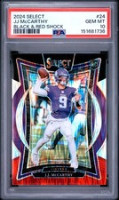 2024 PANINI SELECT BLACK & RED SHOCK #24 JJ MCCARTHY ROOKIE RC PSA 10