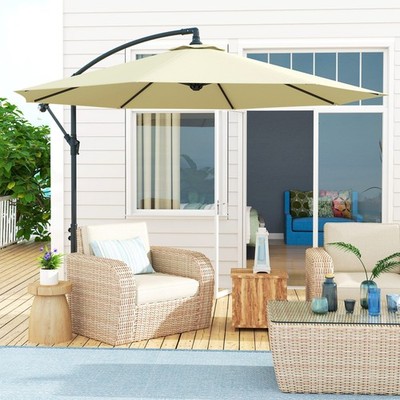 Cantilever Patio Umbrella 10ft, Beige, UV-Resistant Polyester, 8-Rib Steel Frame | eBay Cantilever Patio Umbrella 10ft, Beige, UV-Resistant Polyester, 8-Rib Steel Frame | eBay